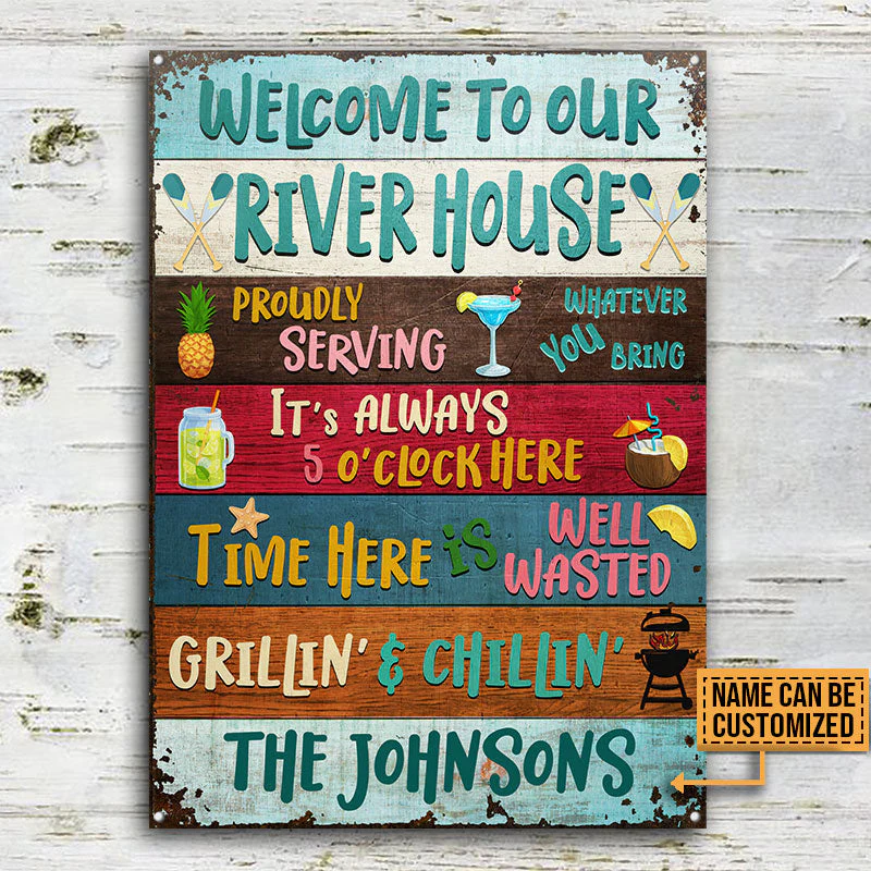 Welcome To The River House Custom Classic Metal Signs, Wall Art Decor - Image 3