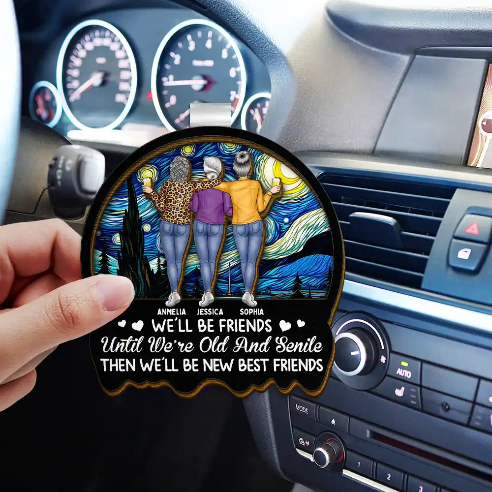 We'll Be Friends Until We're Old And Senile Bestie - Personalized Custom Shaped Car Visor Clip - Image 3