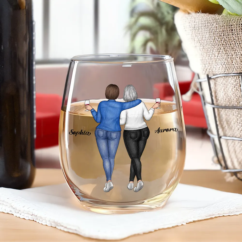 We'll Be Friends Until We're Old And Senile Bestie - Personalized Stemless Wine Glass - Image 2