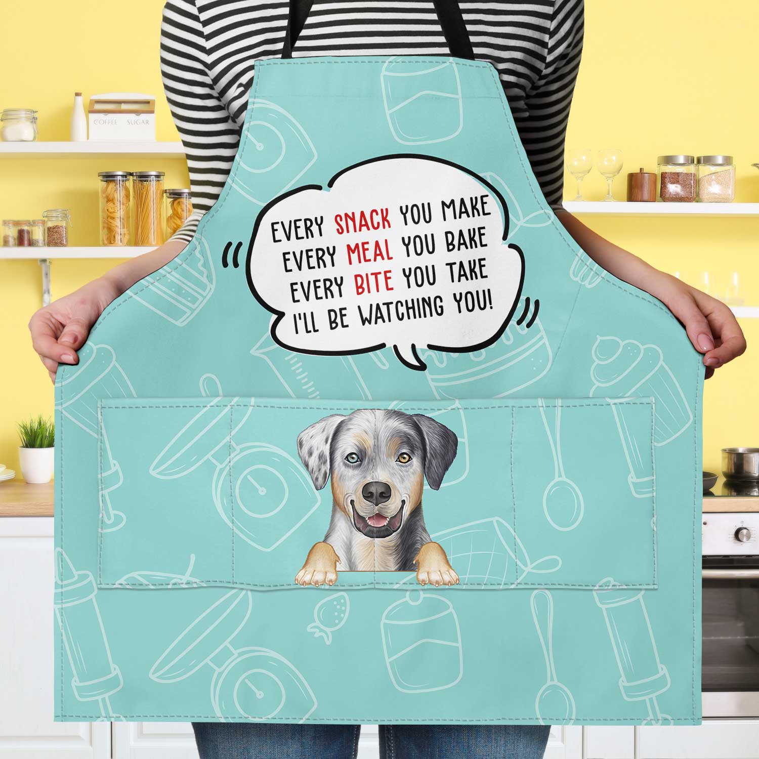 We'll Be Watching You - Birthday, Loving Gift For Dog Lovers, Dog Mom, Dog Dad - Personalized Apron - Image 2