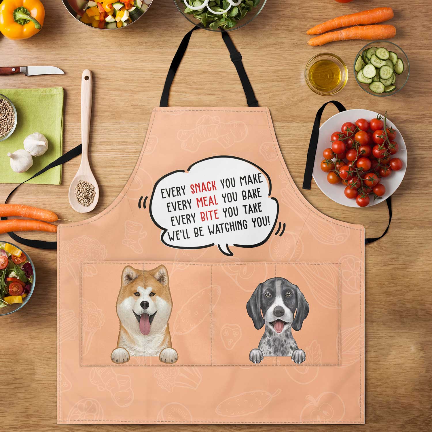 We'll Be Watching You - Birthday, Loving Gift For Dog Lovers, Dog Mom, Dog Dad - Personalized Apron - Image 3
