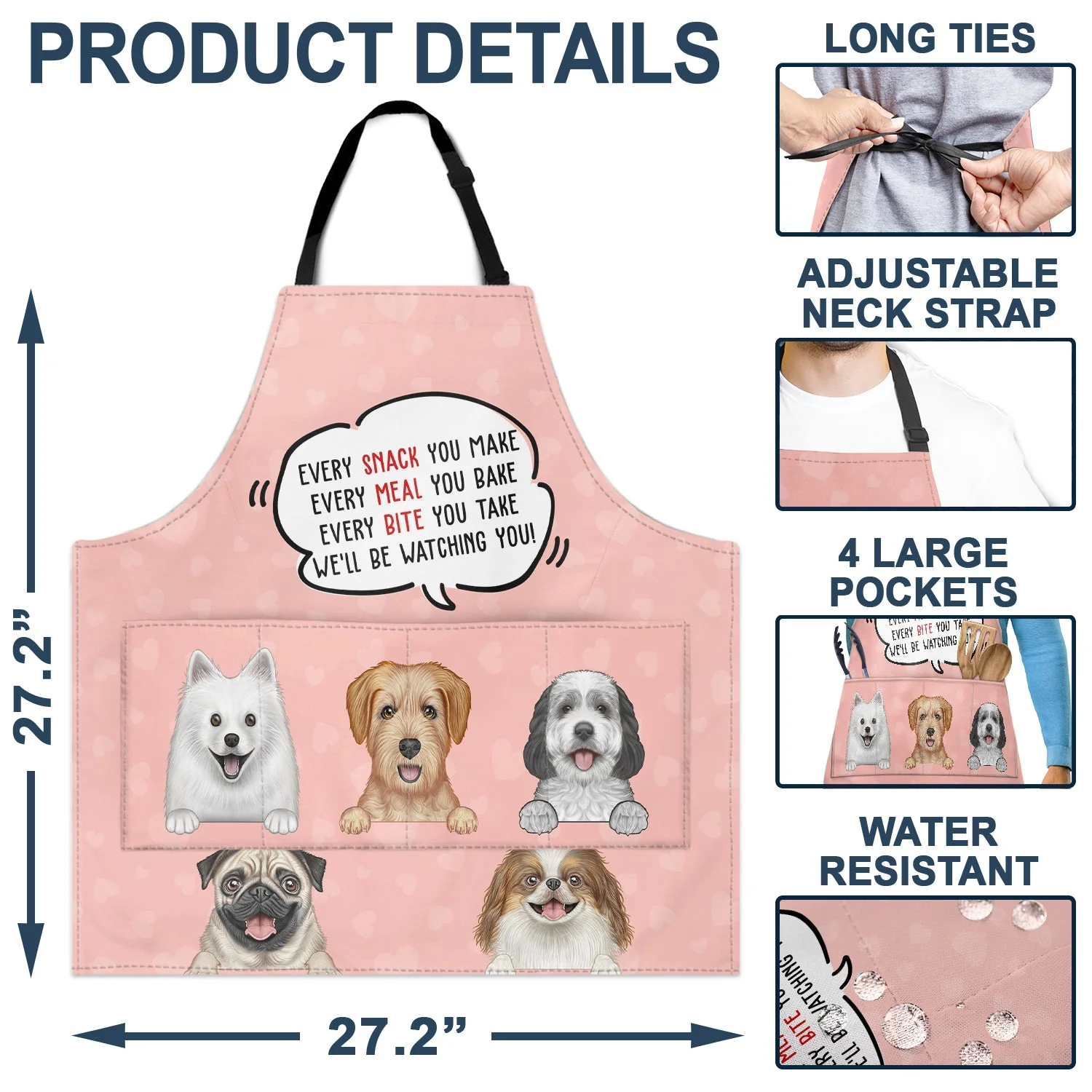 We'll Be Watching You - Birthday, Loving Gift For Dog Lovers, Dog Mom, Dog Dad - Personalized Apron - Image 4