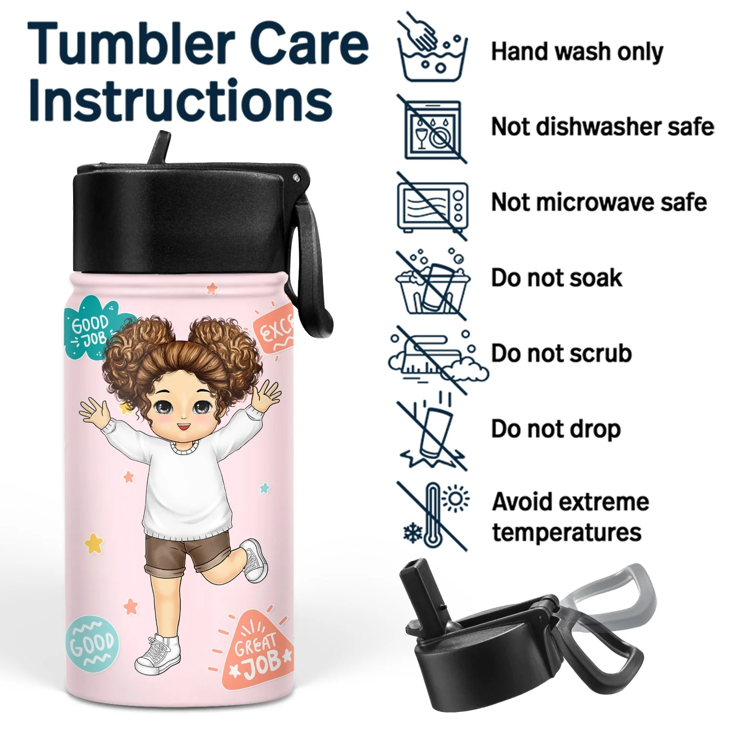 Well Done Awesome Encouragement - Gift For Kids - Personalized Kids Water Bottle - Image 5