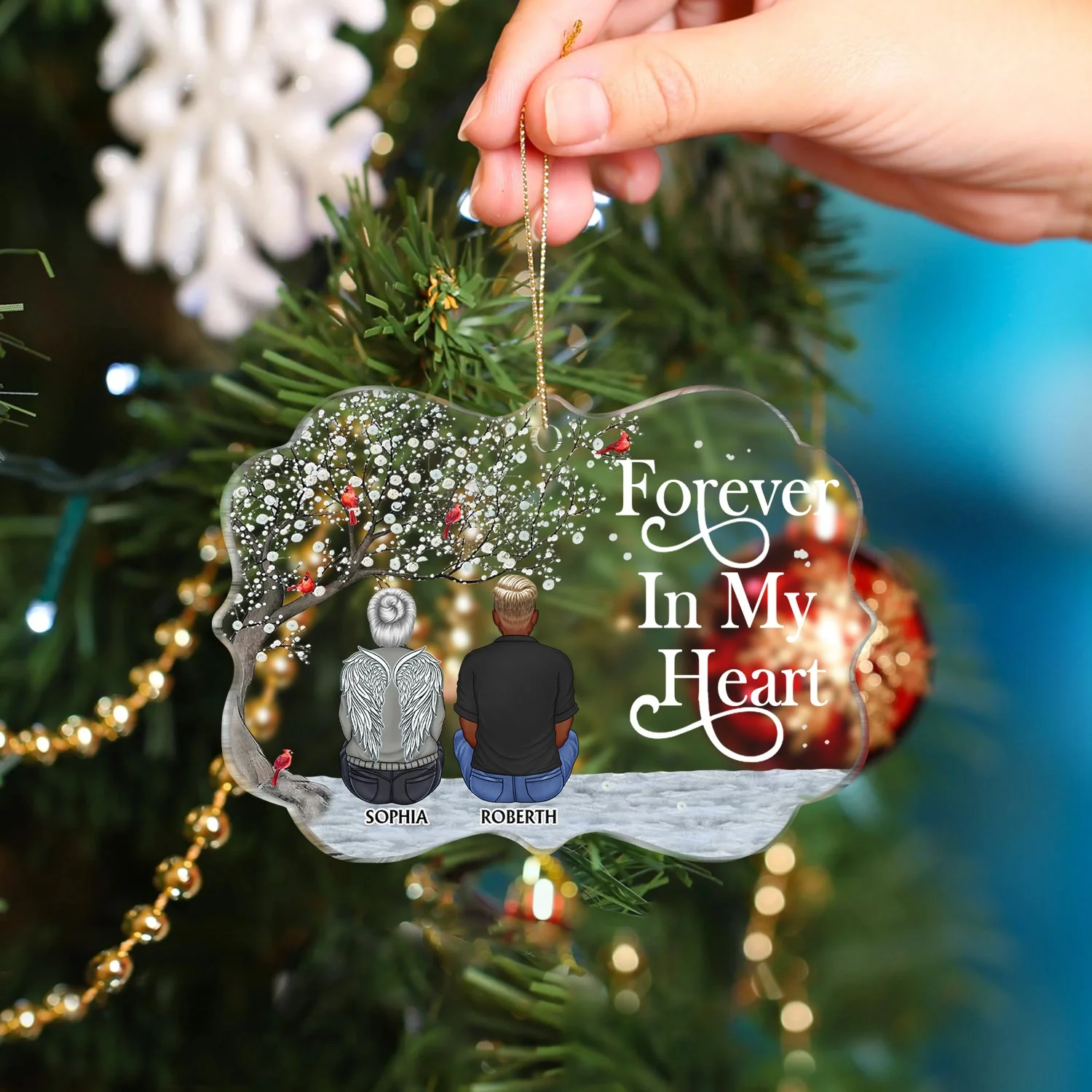 We're Always With You - Christmas, Memorial Gift For Family, Friends - Personalized Medallion Acrylic Ornament - Image 4