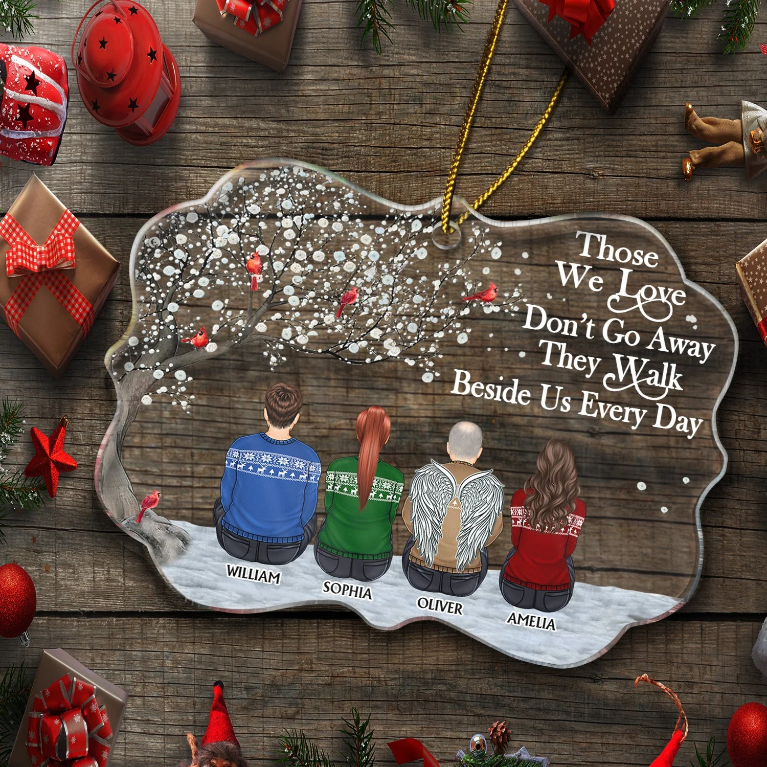 We're Always With You - Christmas, Memorial Gift For Family, Friends - Personalized Medallion Acrylic Ornament - Image 5