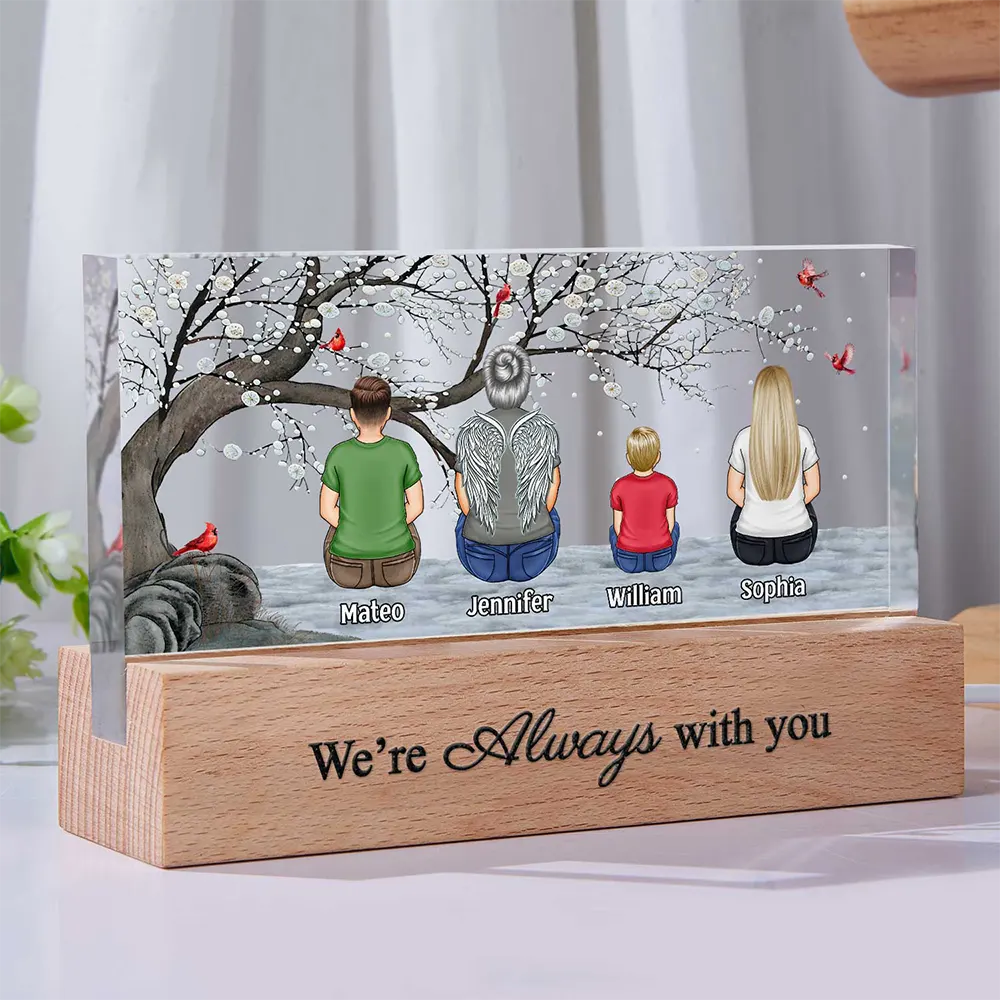 We're Always With You Memorial Family - Personalized Rectangle LED Light - Image 2