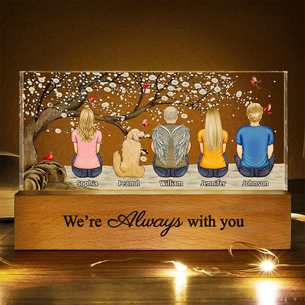 We're Always With You Memorial Family - Personalized Rectangle LED Light - Image 3