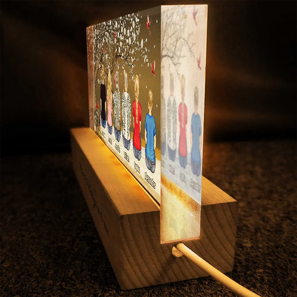 We're Always With You Memorial Family - Personalized Rectangle LED Light - Image 4