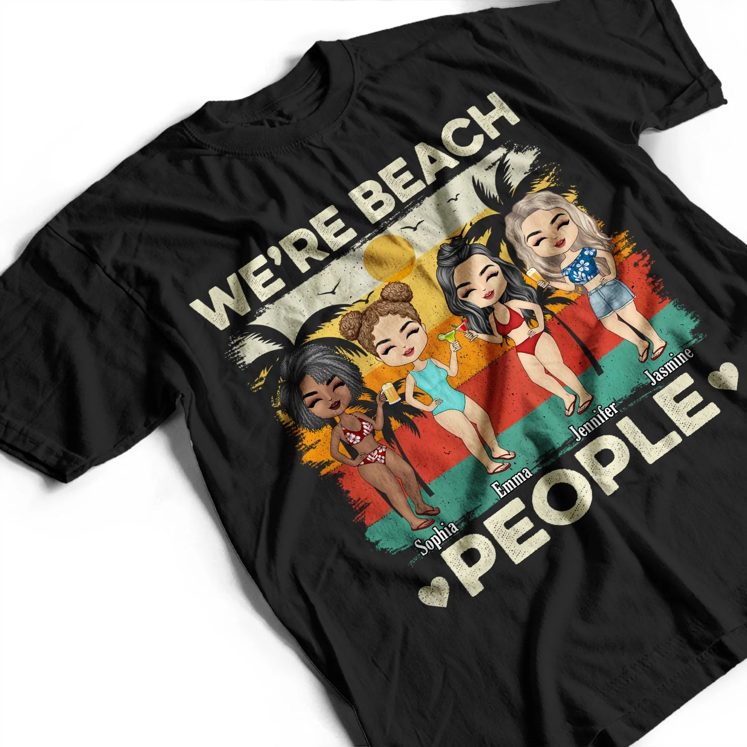 We're Beach People - Birthday, Summer Gift For Besties, BFF Best Friends, Siblings, Travelers, Traveling Lovers - Personalized Custom T Shirt - Image 3