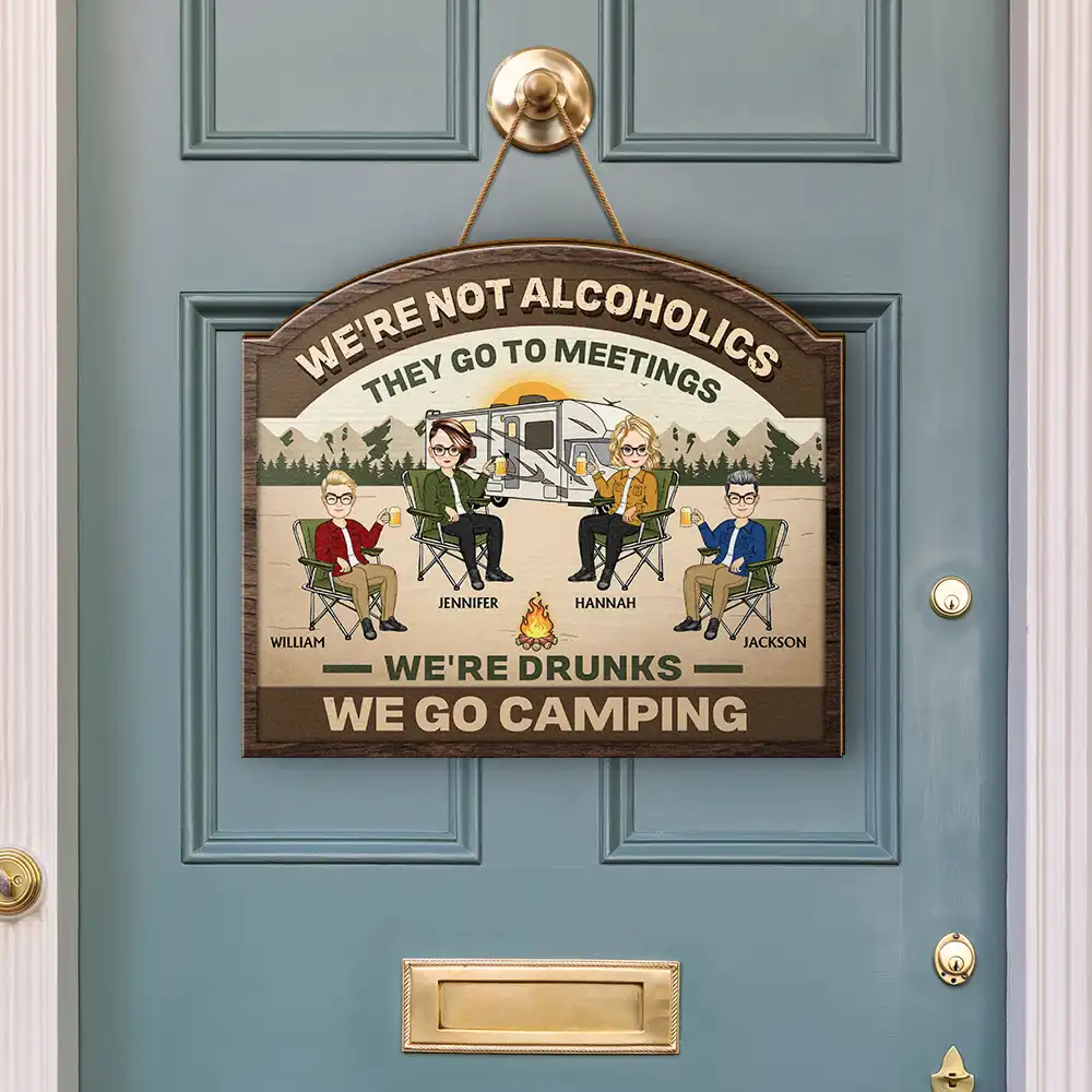 We're Drunks We Go Camping Friends & Family - Personalized Custom Shaped Wood Sign - Image 3