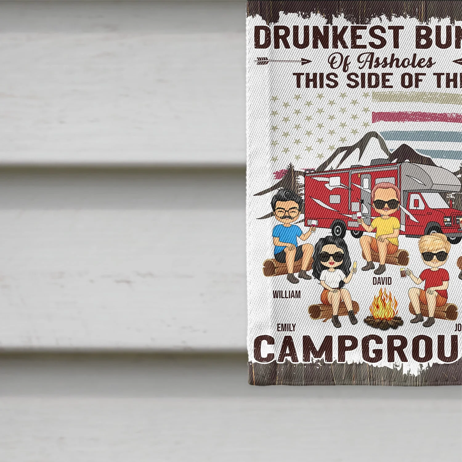 We're Drunks We Go Camping, Stars And Stripes - Campsite Decor Gift For Best Friends, Besties, Family, Campers - Personalized Custom Flag - Image 4