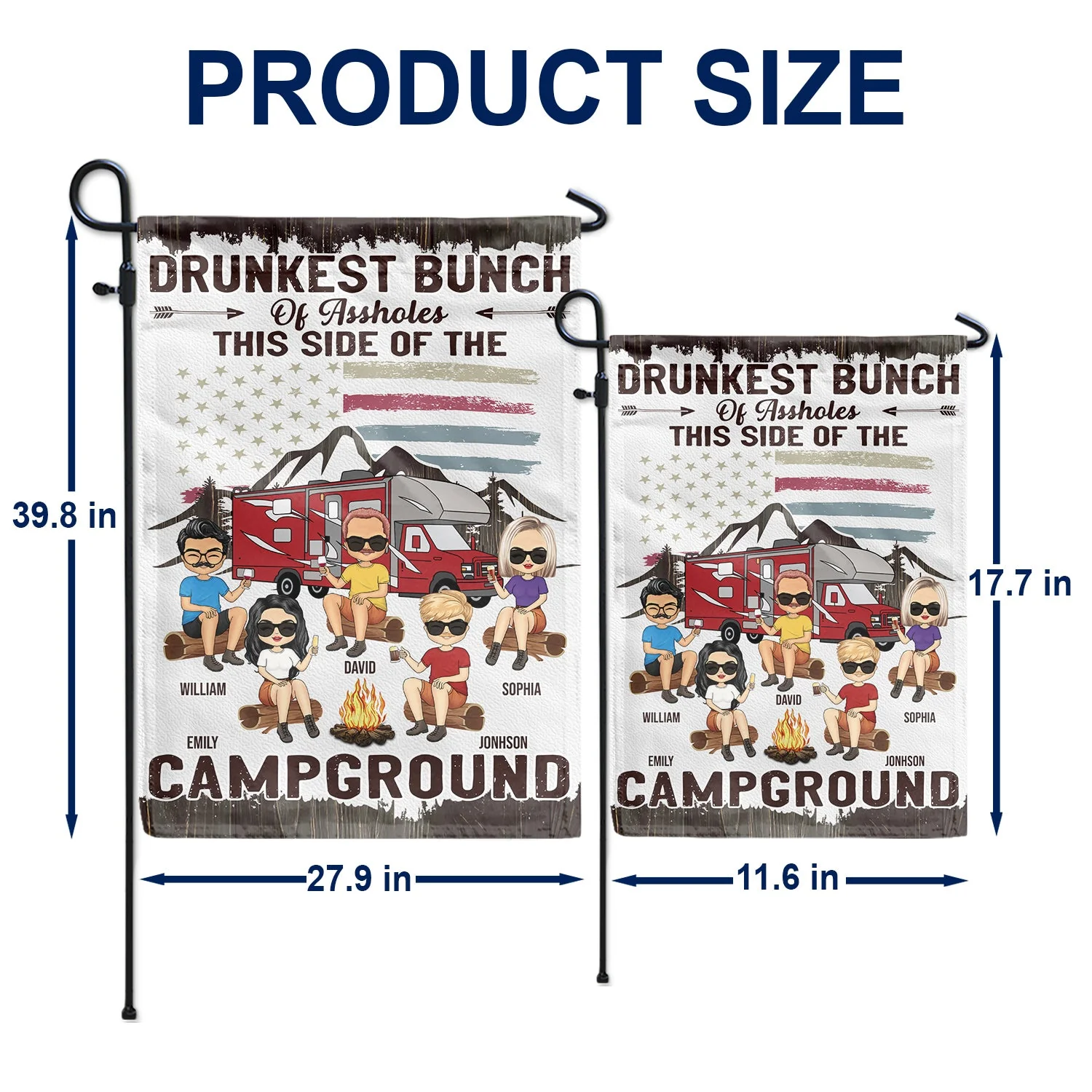 We're Drunks We Go Camping, Stars And Stripes - Campsite Decor Gift For Best Friends, Besties, Family, Campers - Personalized Custom Flag - Image 5
