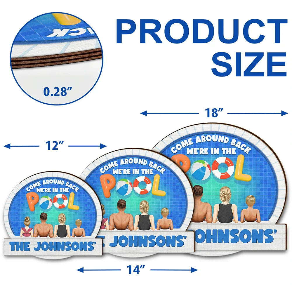 We're In The Pool Family - Personalized Custom Shaped Wood Sign - Image 5
