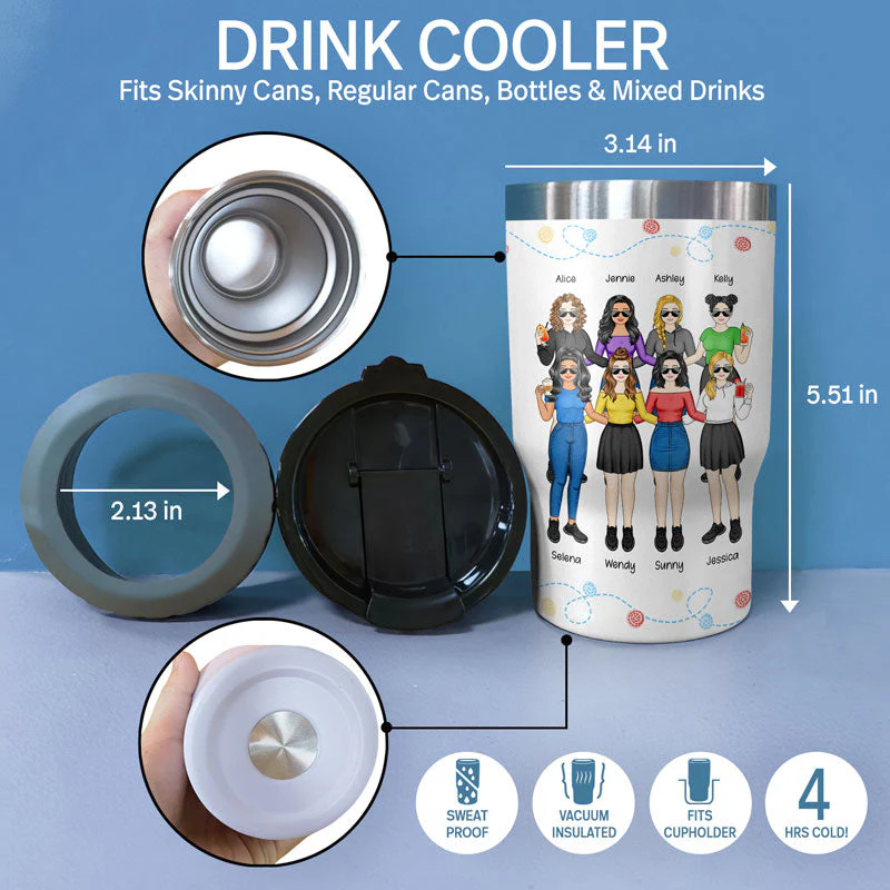 We're More Than Friends - Gift For Bestie - Personalized Custom Triple 3 In 1 Can Cooler - Image 4