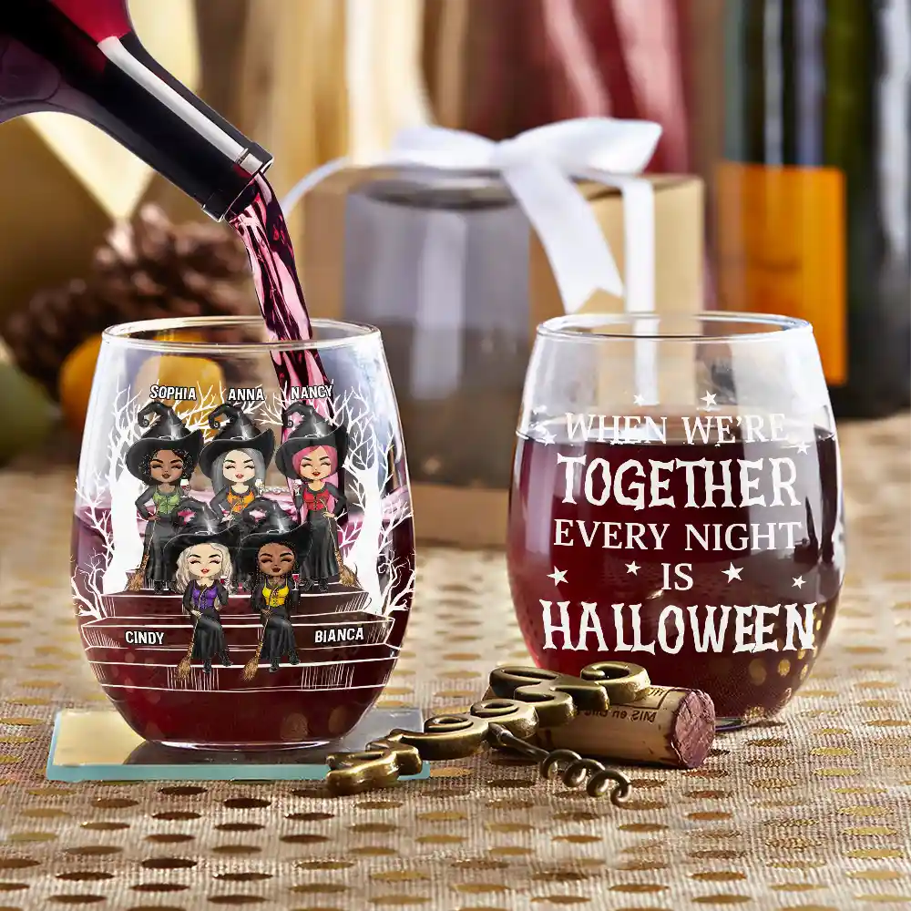 We're Not Sugar And Spice And Everything Nice Best Friends - Personalized Stemless Wine Glass - Image 3