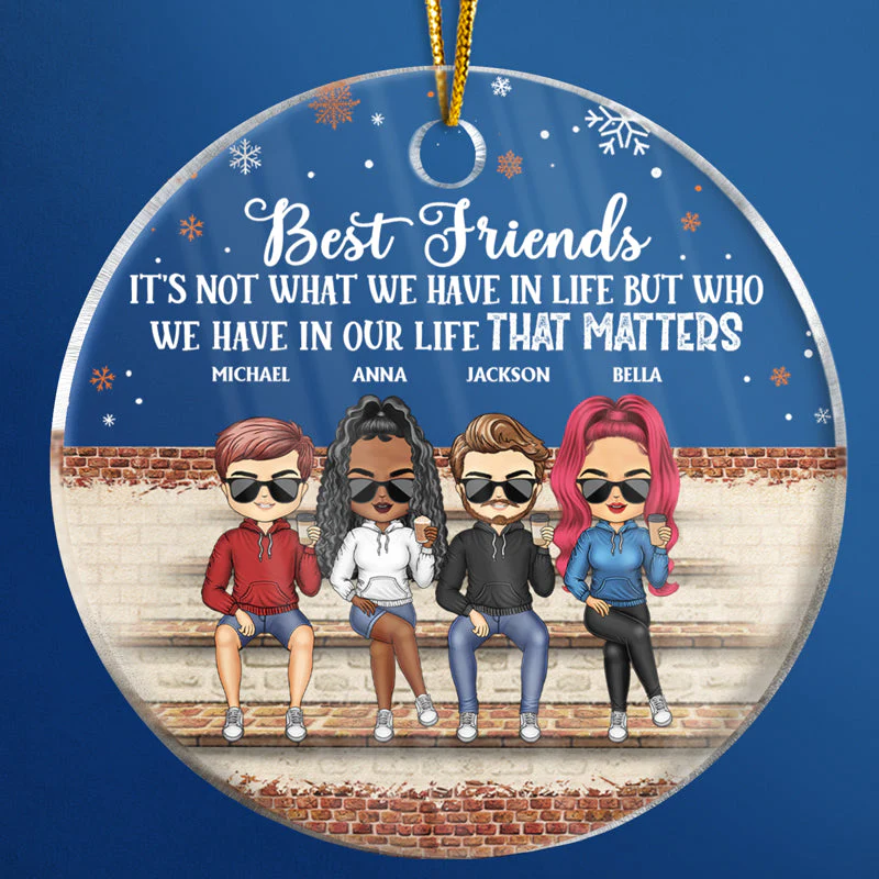 We're Not Sugar And Spice And Everything Nice We're Sage And Hood Christmas Best Friends - Bestie BFF Gift - Personalized Custom Circle Acrylic Ornament - Image 4