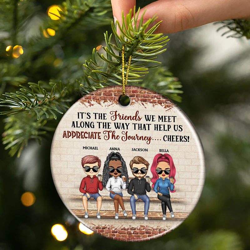 We're Not Sugar And Spice And Everything Nice We're Sage And Hood Christmas Best Friends - Bestie BFF Gift - Personalized Custom Circle Ceramic Ornament - Image 2