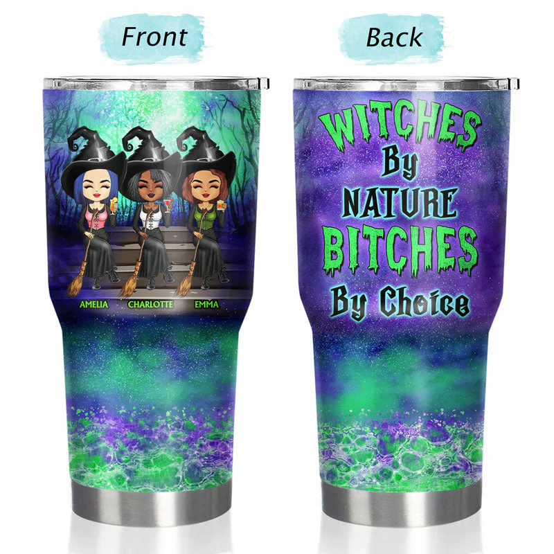 We're Not Sugar And Spice And Everything Nice Witch Best Friends - Bestie BFF Gift - Personalized Custom 30 Oz Tumbler - Image 3