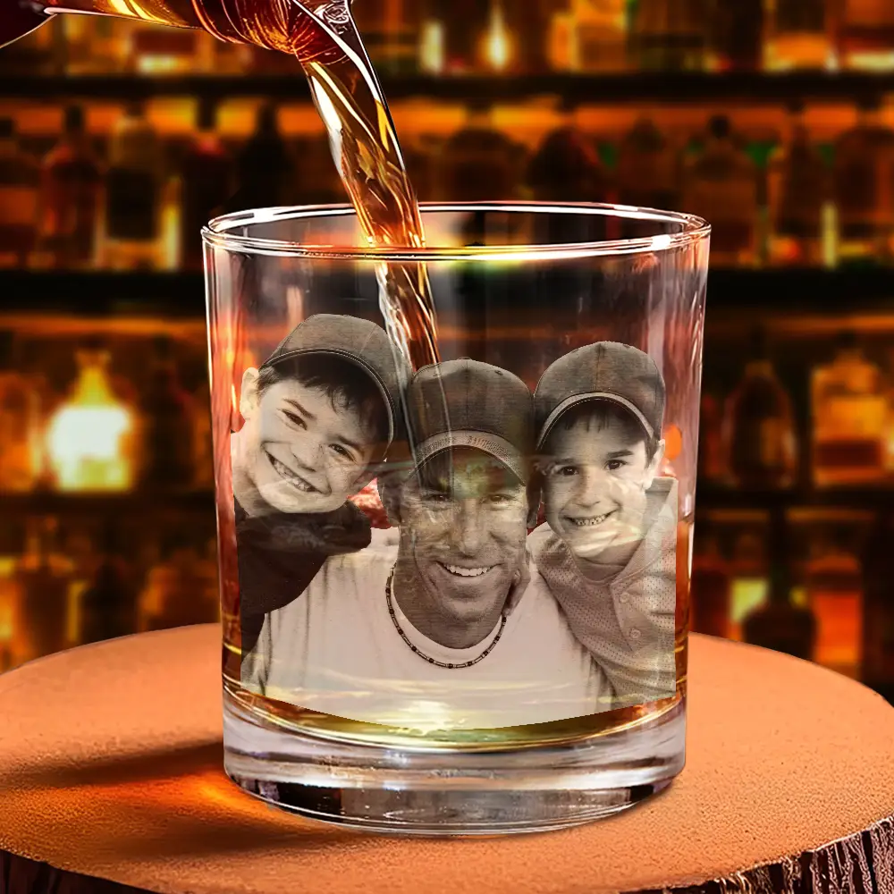 Custom Photo We're Yours No Returns Or Refunds Hand Punch - Personalized Engraved Whiskey Glass - Image 6