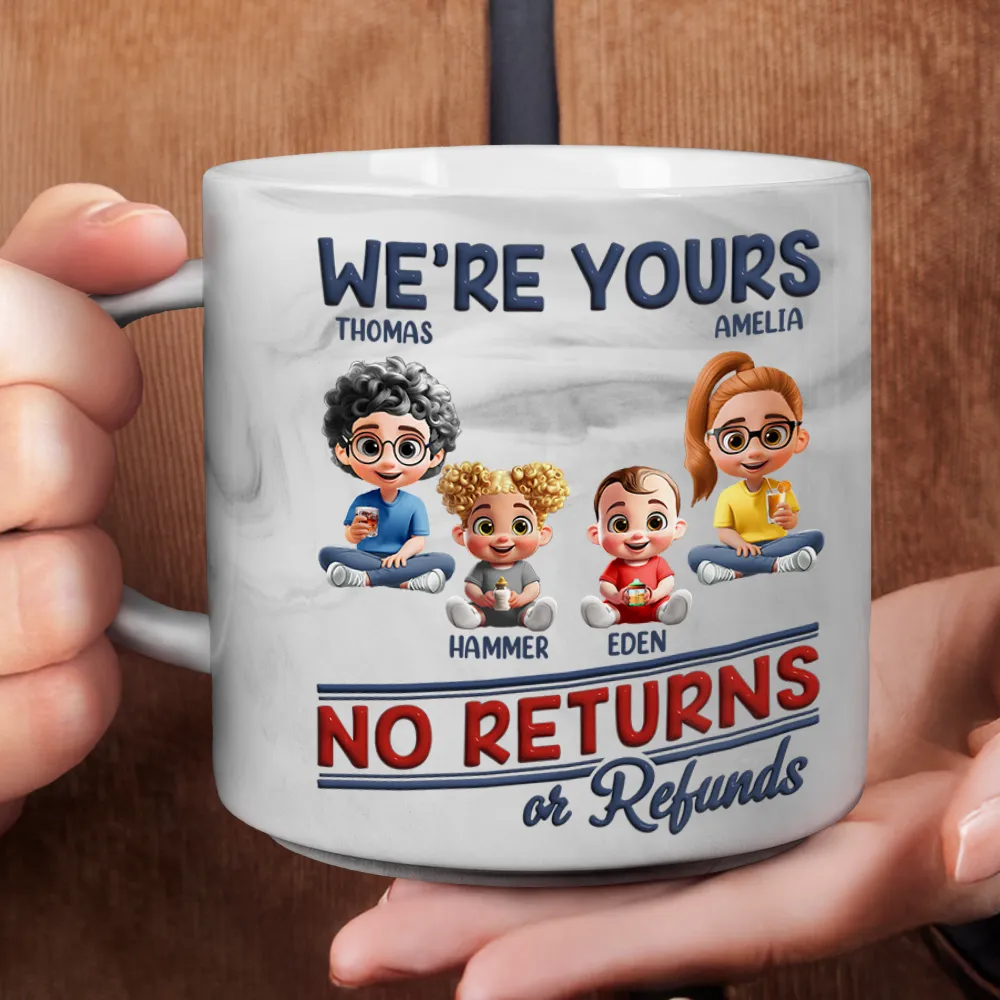 We're Yours No Returns Or Refunds Parents Grandparents - Personalized Marble Mug - Image 4