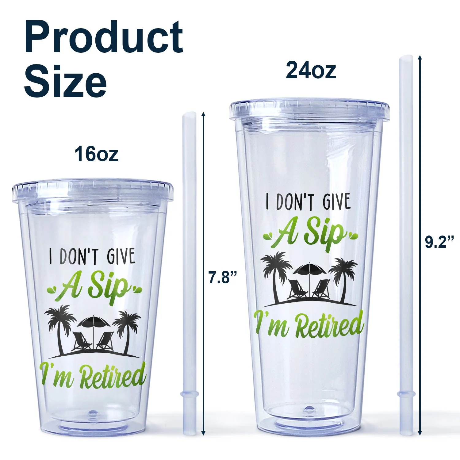 What Day Is Today Who Cares I'm Retired Summer Beach - Birthday, Retirement Gift For Yourself, Dad, Mom, Grandpa, Grandma, BFF Best Friends, Colleagues - Personalized Acrylic Insulated Tumbler With Straw - Image 5