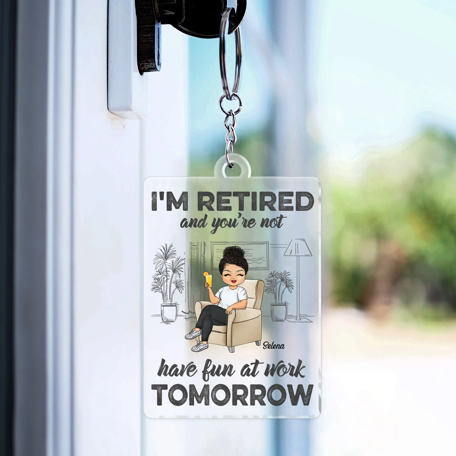 What Day Is Today Who Cares Retired - Gift For Parents, Grandparents, Retired, Retirement Gift - Personalized Custom Acrylic Keychain - Image 3