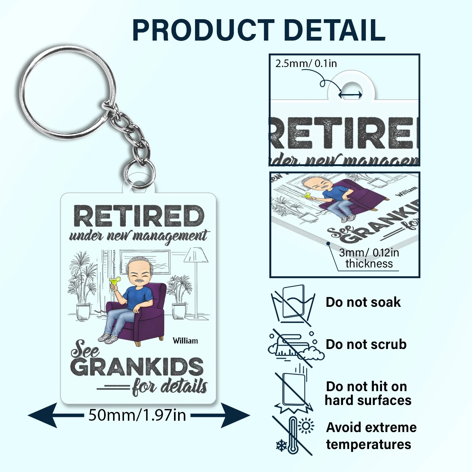 What Day Is Today Who Cares Retired - Gift For Parents, Grandparents, Retired, Retirement Gift - Personalized Custom Acrylic Keychain - Image 5