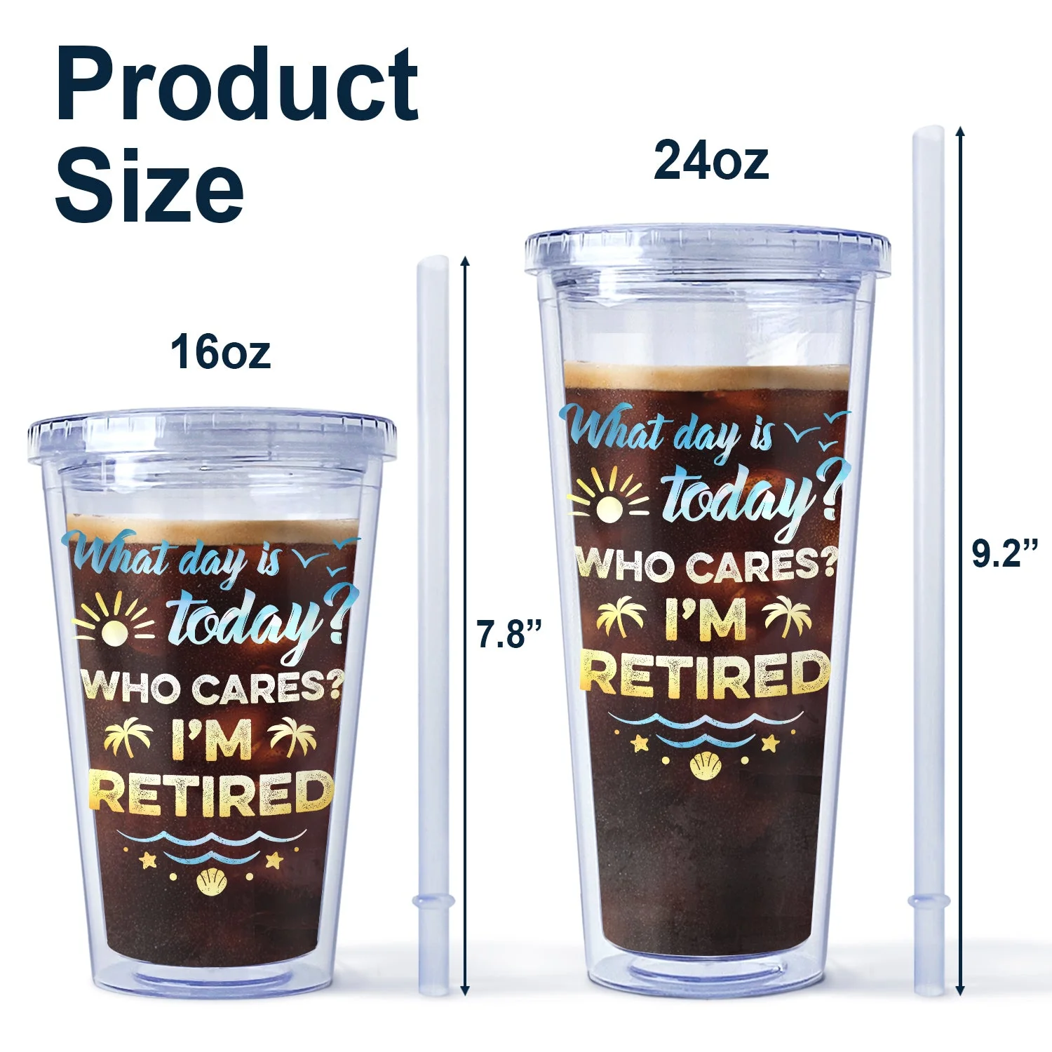 What Day Is Today Who Cares We're Retired - Gift For Parents, Grandparents, Retired, Retirement Gift - Personalized Acrylic Insulated Tumbler With Straw - Image 5