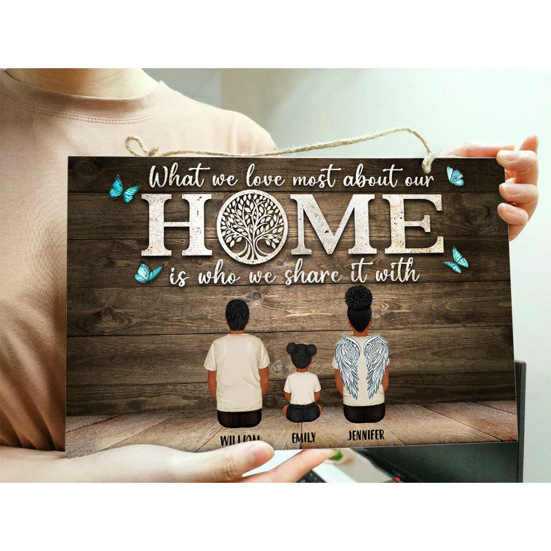 What We Love Most About Our Home - Family Gift - Personalized Custom Wood Rectangle Sign - Image 3