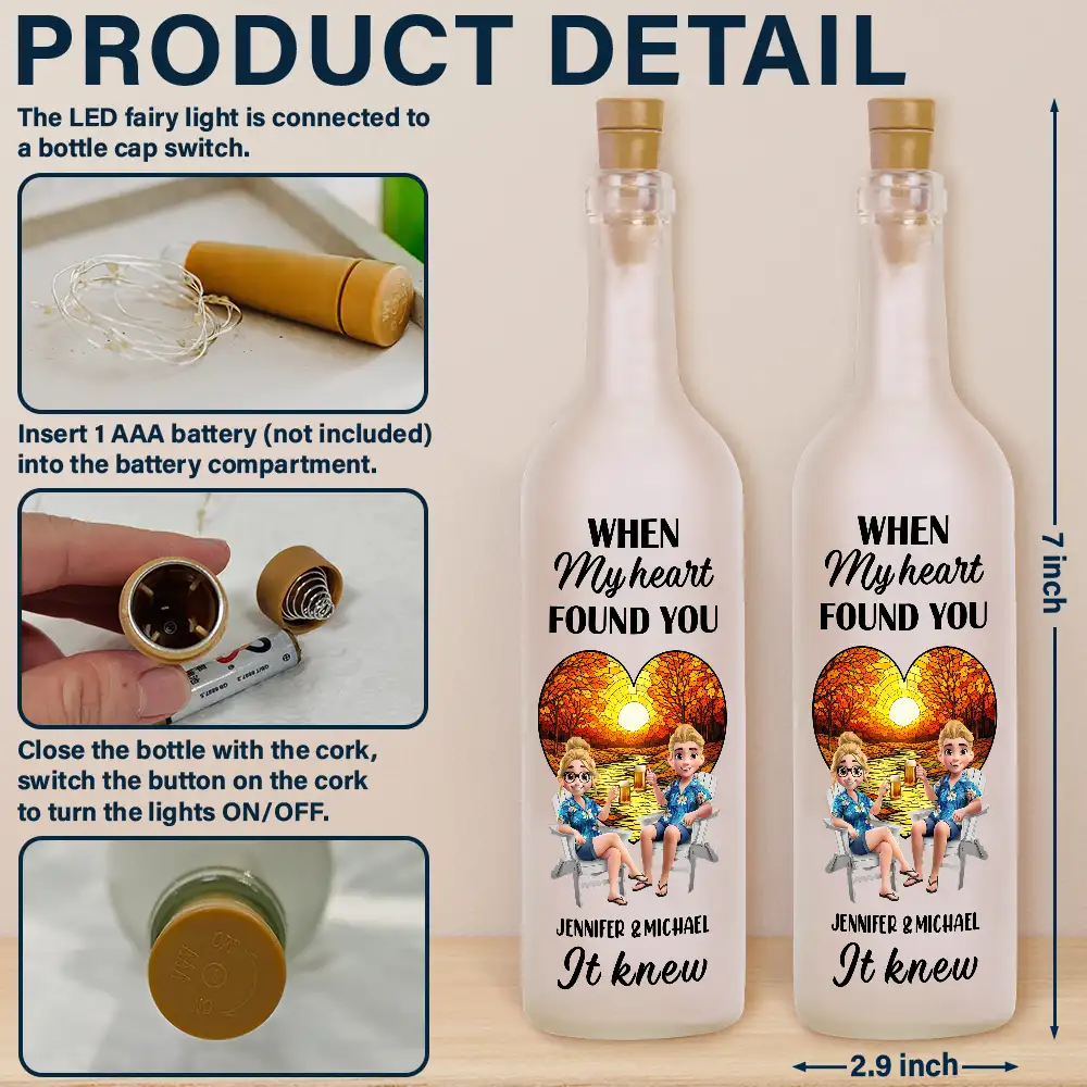 When My Heart Found You It Knew - Personalized Bottle Light - Image 4