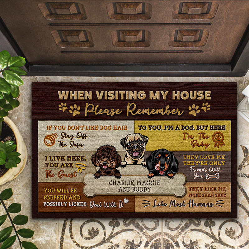 When Visiting My House - Gift For Dog Owners - Personalized Custom Doormat - Image 2