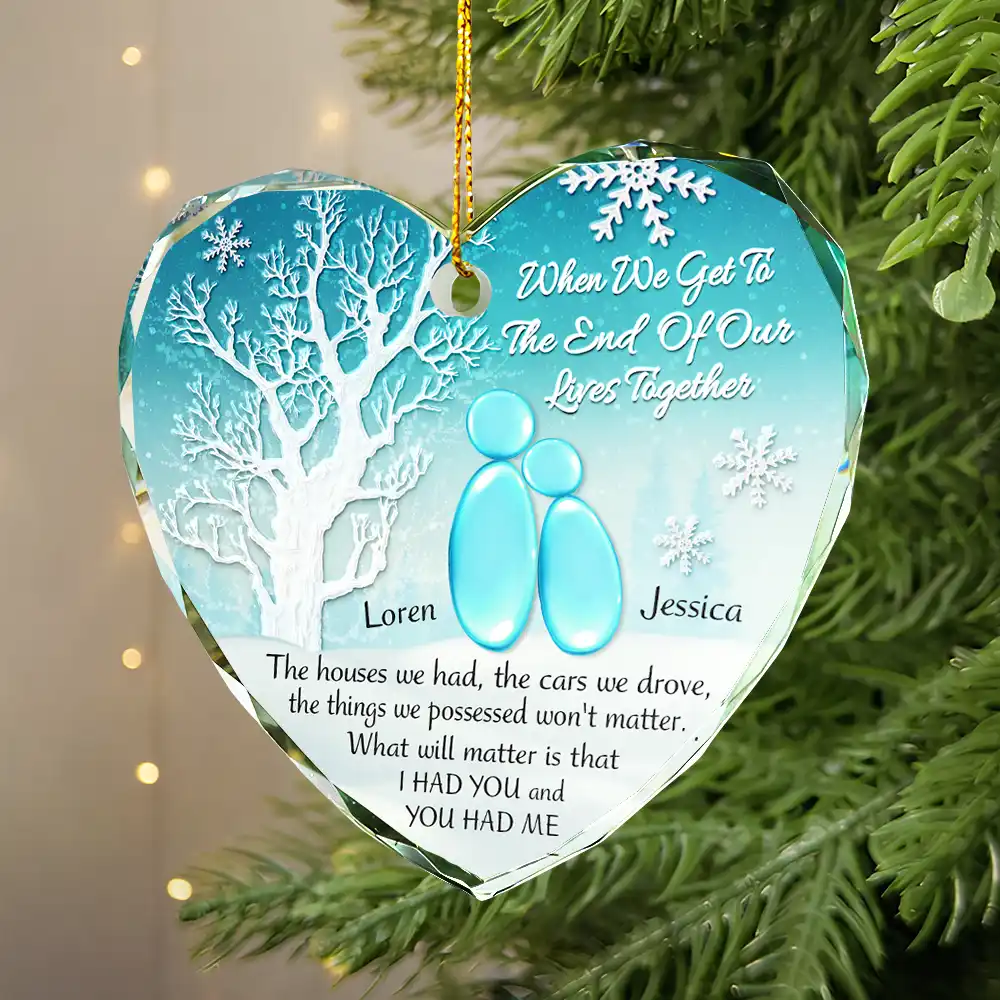When We Get To The End - Personalized Heart Shaped Glass Ornament - Image 2