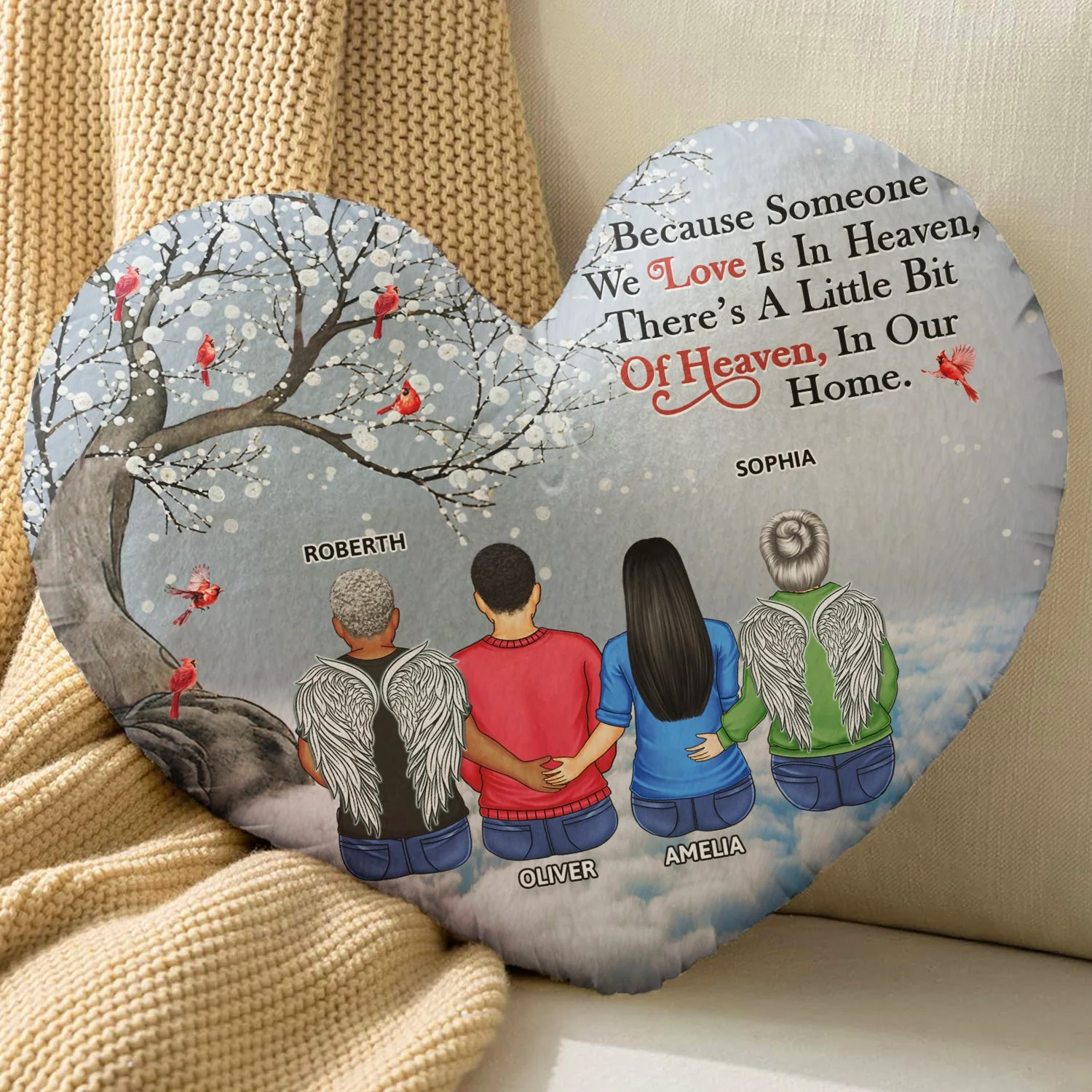 When You Miss Me - Loving, Memorial Gift For Family, Siblings, Friends - Personalized Heart Shaped Pillow - Image 4