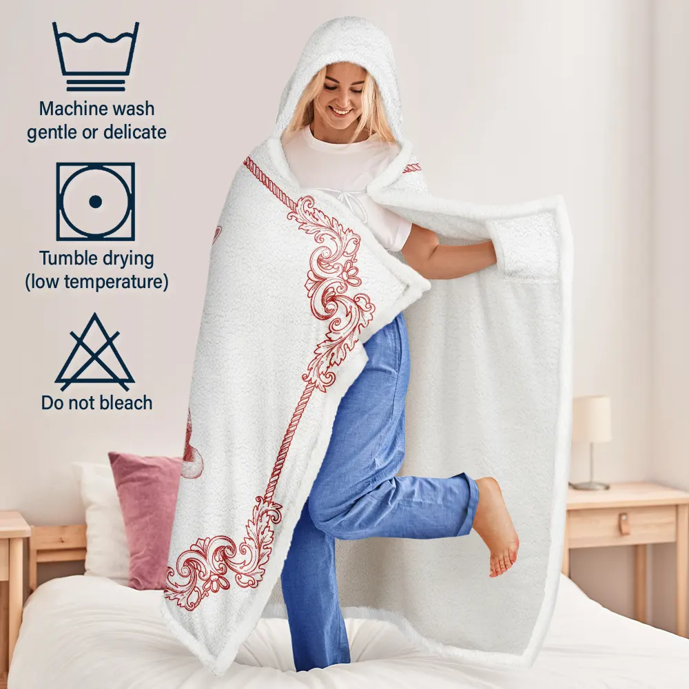 When You Miss Me Memorial Chinoiserie Toile Dog Cat - Personalized Wearable Hooded Blanket - Image 5