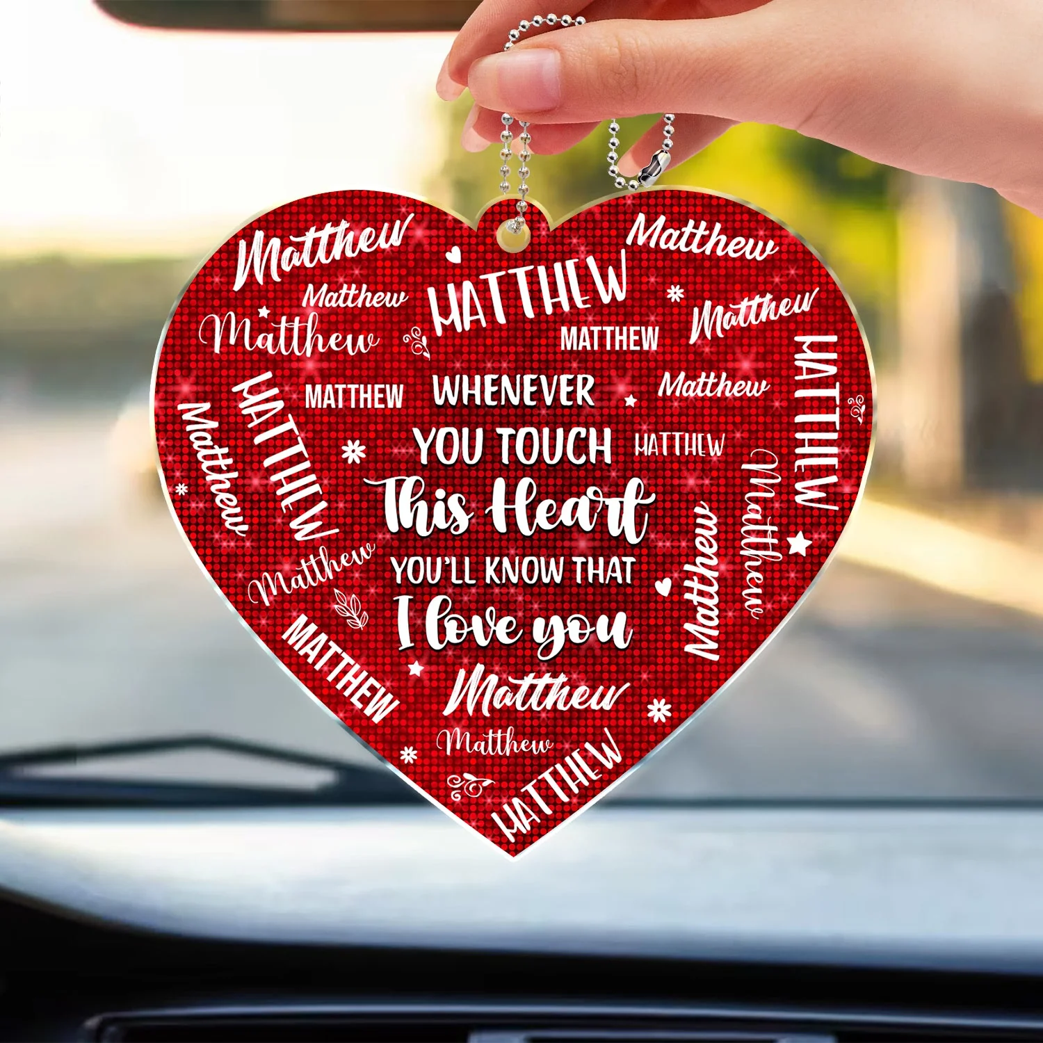 Whenever You Touch This Heart - Loving Gift For Mom, Grandma - Personalized Acrylic Car Hanger - Image 3