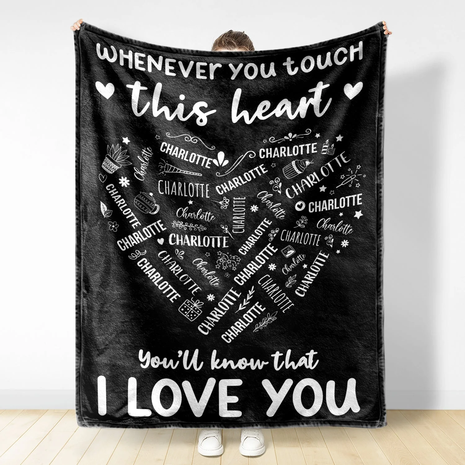 Whenever You Touch This Heart - Loving Gift For Mom, Grandma - Personalized Fleece Blanket, Sherpa Blanket - Image 3