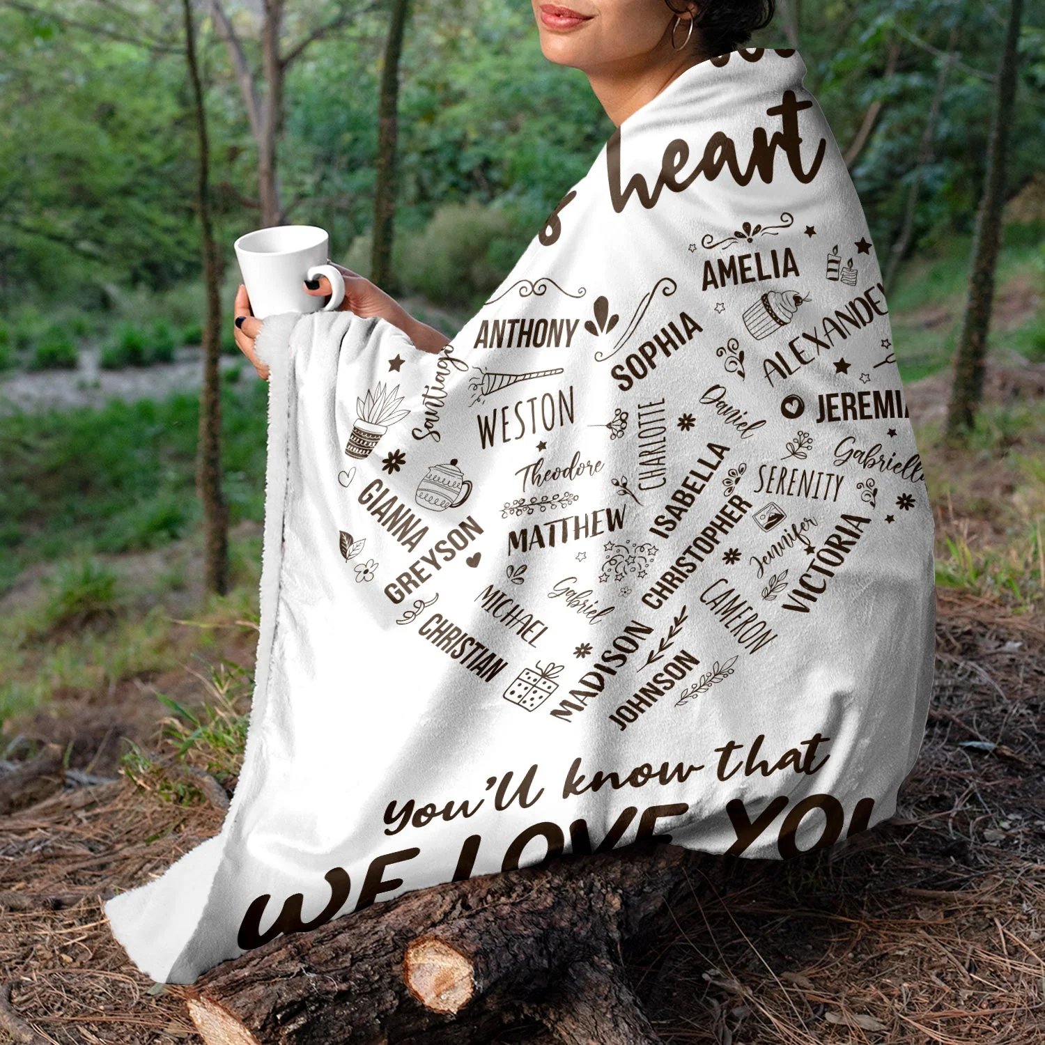 Whenever You Touch This Heart - Loving Gift For Mom, Grandma - Personalized Fleece Blanket, Sherpa Blanket - Image 5
