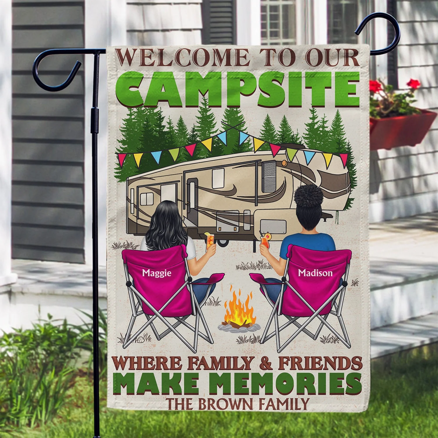 Where Family And Friends Make Memories - Gift For Camping Lovers - Personalized Flag - Image 3