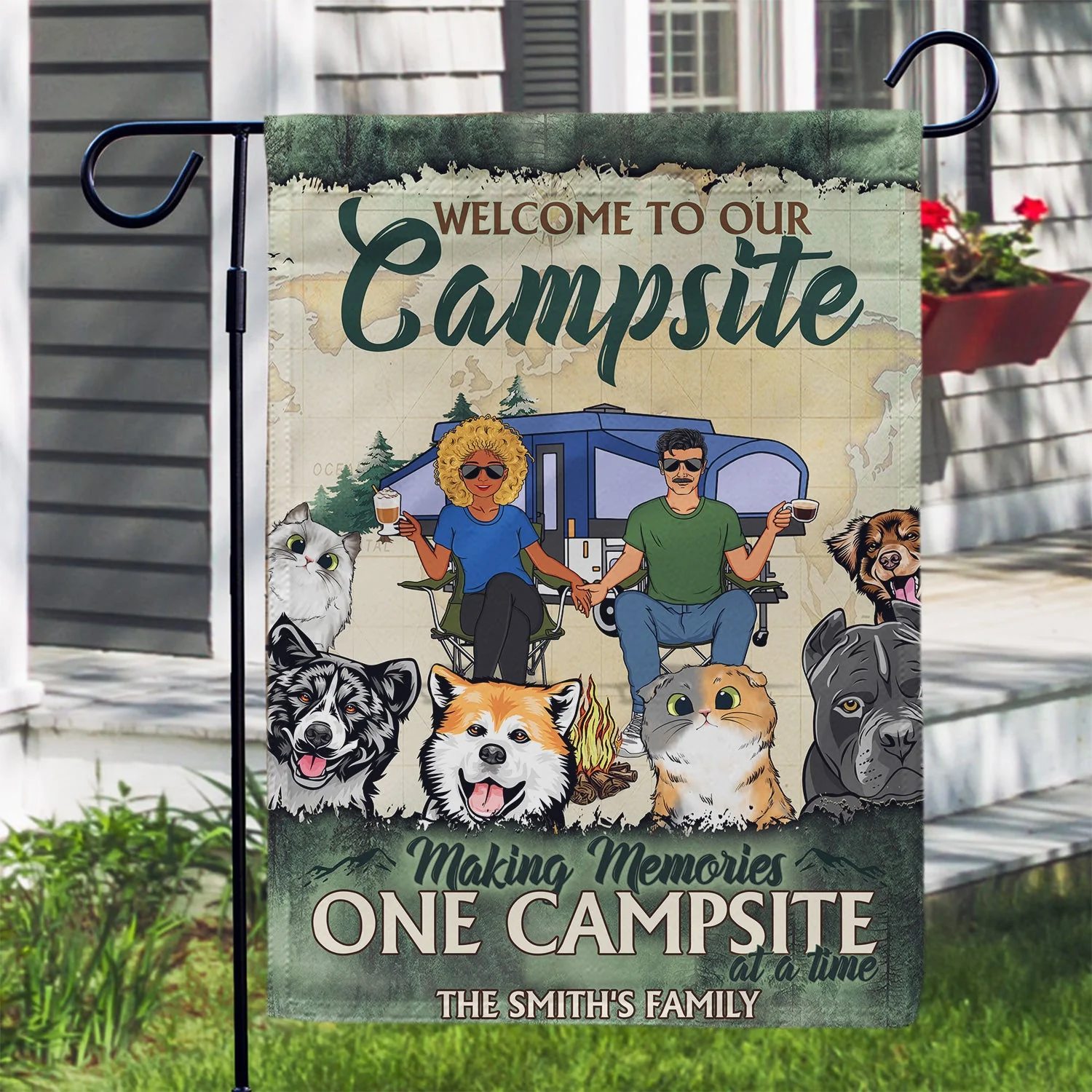 Where Family And Friends Make Memories - Gift For Pet, Camping Lovers, Campsite, Camping Decor, Couple, Family - Personalized Custom Flag - Image 3