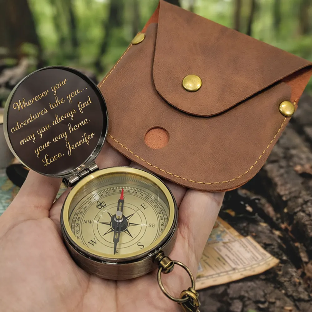Wherever Your Adventures Take You - Personalized Engraved Brass Compass - Image 4