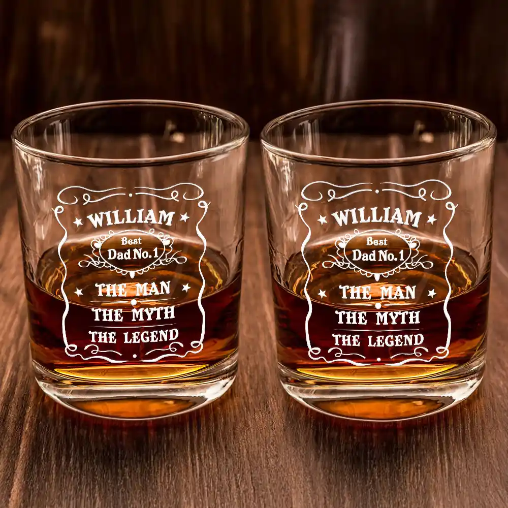 Whiskey Vintage Label The Man The Legend - Personalized Whiskey Glass - Image 2