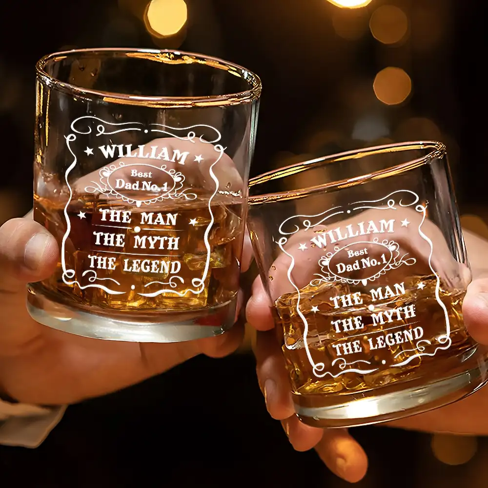 Whiskey Vintage Label The Man The Legend - Personalized Whiskey Glass - Image 3