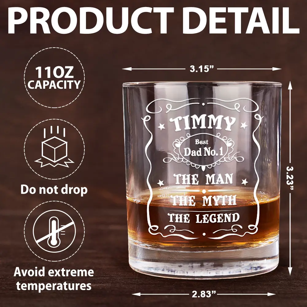 Whiskey Vintage Label The Man The Legend - Personalized Whiskey Glass - Image 5