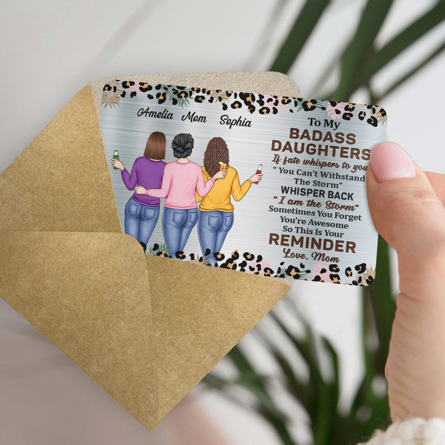Whisper Back I Am The Storm - Gift For Daughters From Mom - Personalized Aluminum Wallet Card - Image 4