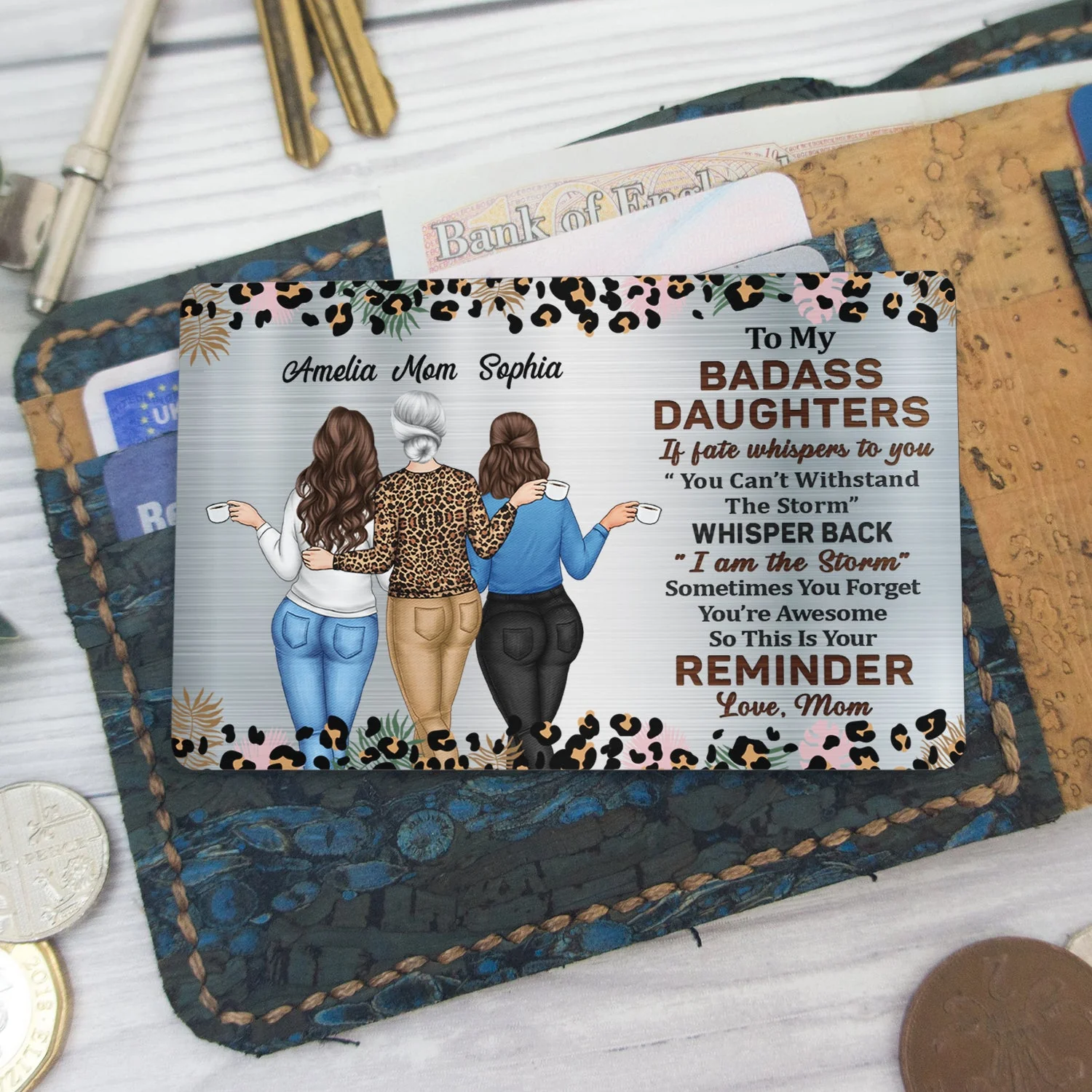 Whisper Back I Am The Storm - Gift For Daughters From Mom - Personalized Aluminum Wallet Card - Image 5