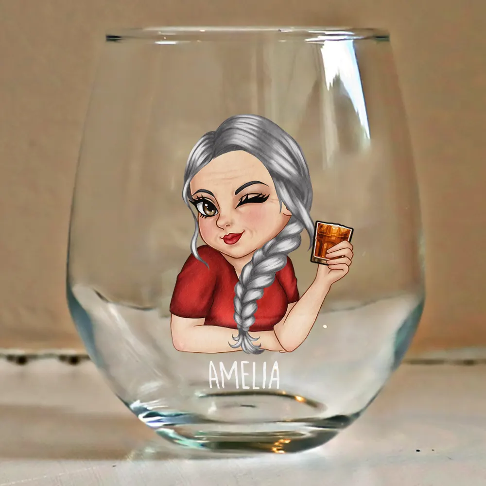 Wife Mom Grandma - Personalized Stemless Wine Glass - Image 4