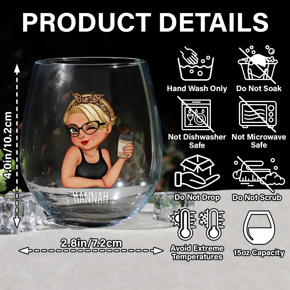 Wife Mom Grandma - Personalized Stemless Wine Glass - Image 5
