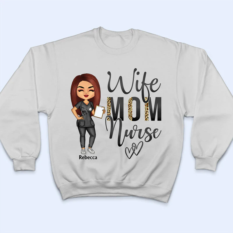 Wife Mom Nurse - Mother Gift - Personalized Custom T Shirt - Image 5