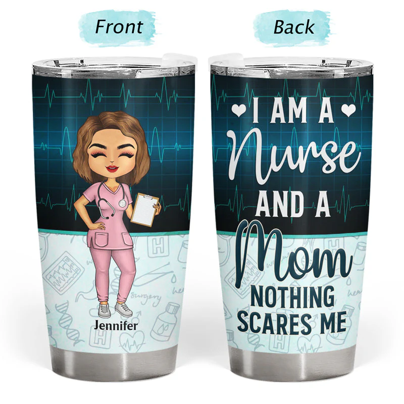 Wife Mom Nurse - Mother Gift - Personalized Custom Tumbler - Image 3