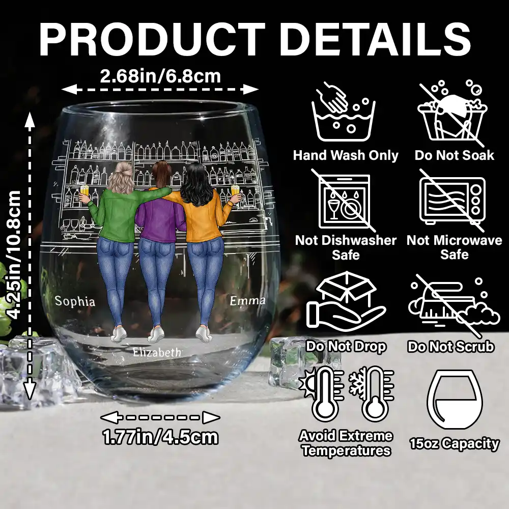 Wine Because Punching People Is Illegal - Personalized Stemless Wine Glass - Image 5